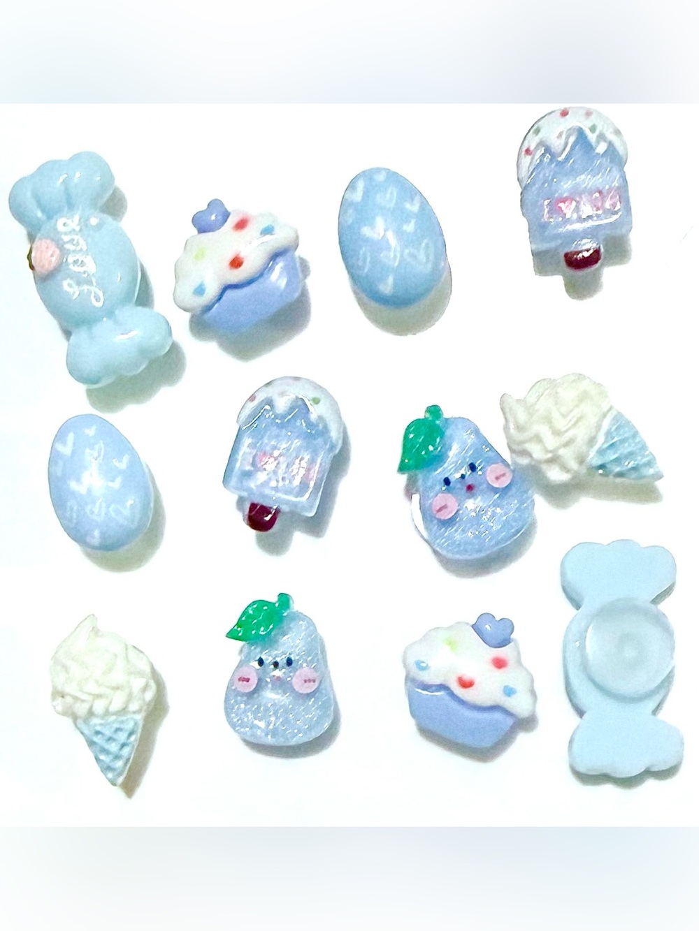 12 Blue Sweets Resin Croc Charms Jibbit Shoe Charm